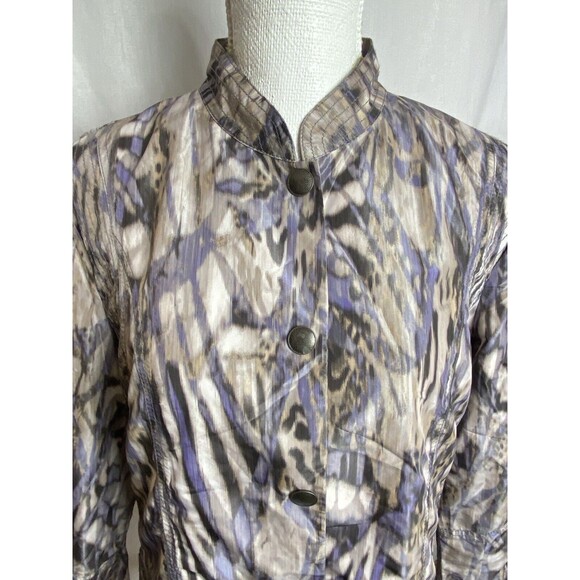 Chico's Womens‎ Blazer Jacket Size 2 Large Button Up Gray Purple Animal Print - Picture 2 of 11